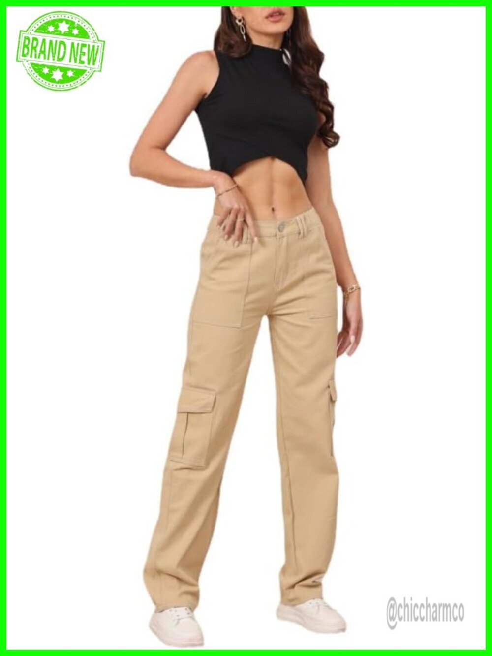 High Waisted Cargo Pants with 6 Pockets Y2K Streetwear